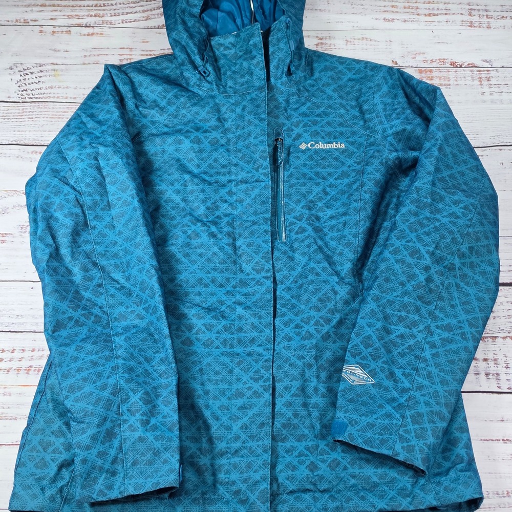 Columbia Interchange Jacket Kids Small Blue Excellent Geometric Ski Shell Snow